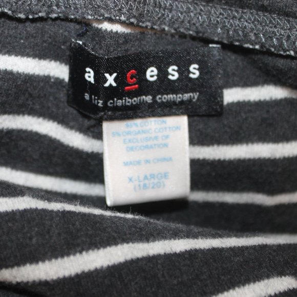 AXCESS HENLEY SWEATER WOMAN SIZE XL DARK & LIGHT GRAY STRIPED BUTTON FRONT L/S - Picture 11 of 11